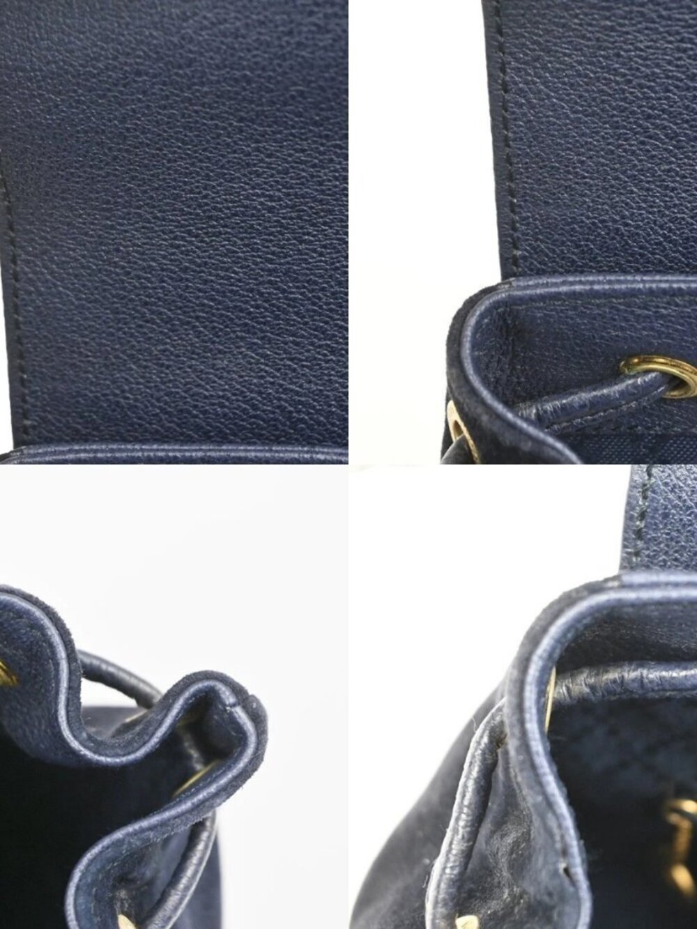 GUCCI Bamboo Logo 2way Back Pack Bag Suede Leather Navy Blue GHW Italy 38MA494 - Picture 13 of 16